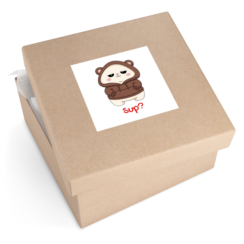 "Sup?" Square Vinyl Stickers