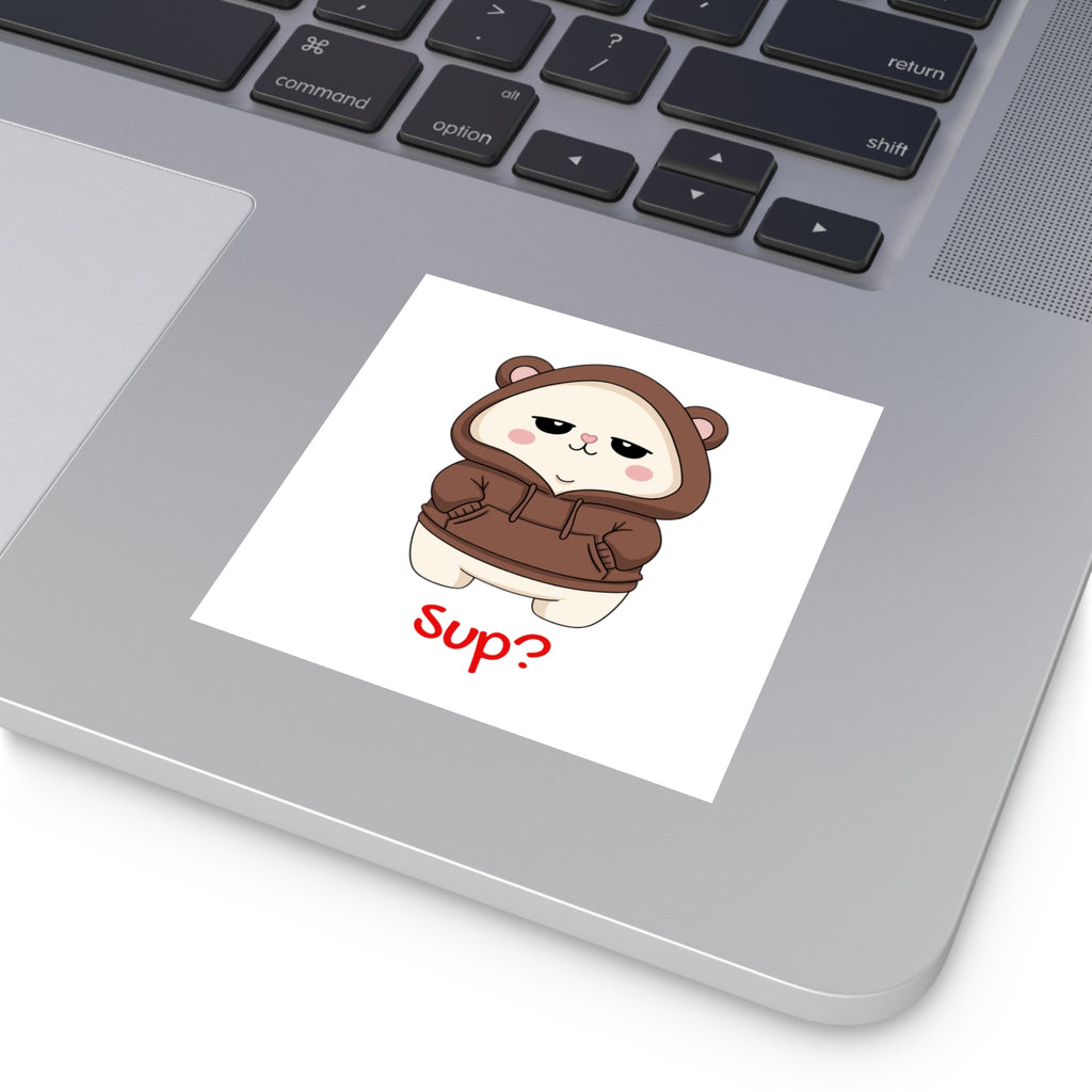 "Sup?" Square Vinyl Stickers
