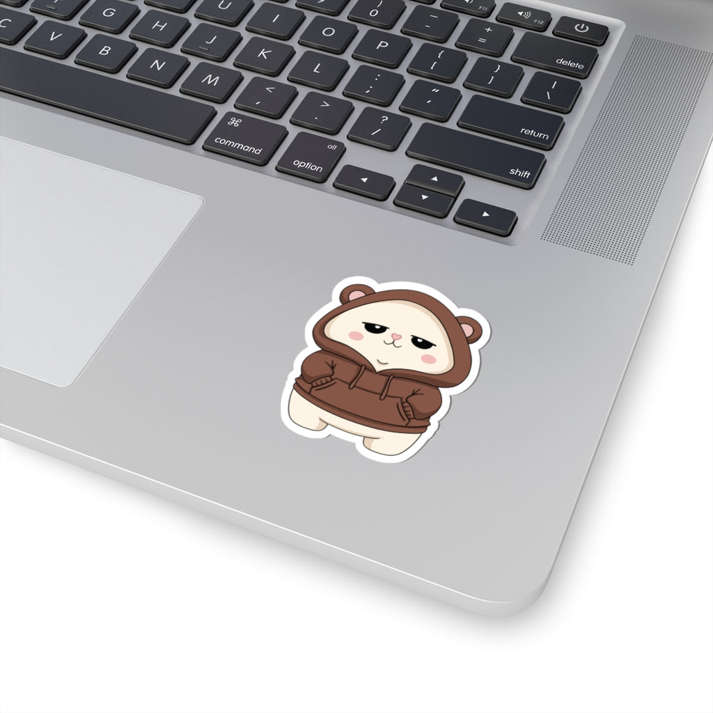 Cute Bear Hoodie Sticker — Kawaii Kiss-Cut Laptop & Scrapbook Decal
