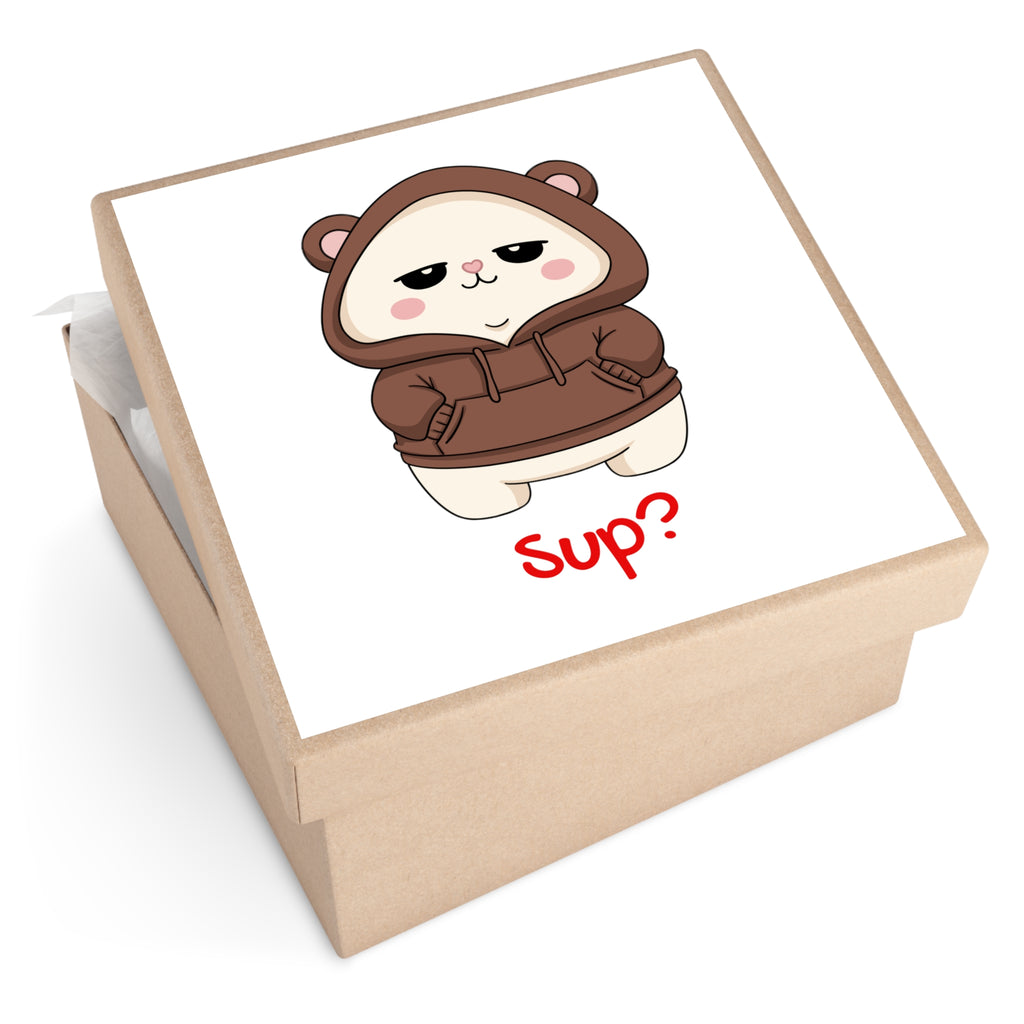 "Sup?" Square Vinyl Stickers