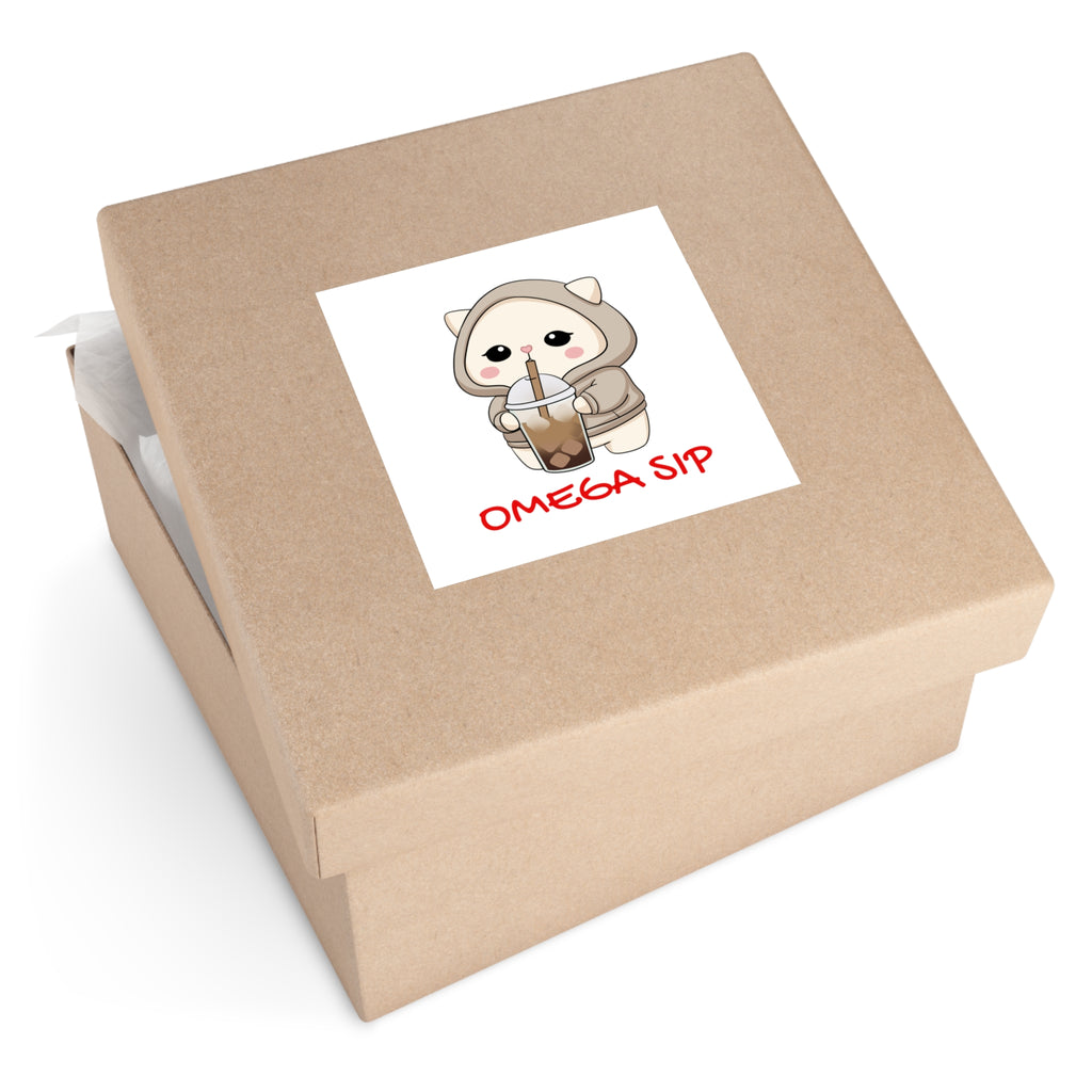 "Omega Sip" Square Vinyl Sticker