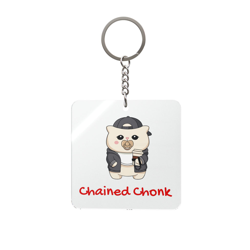 "Chained Chonk" Square Keychain