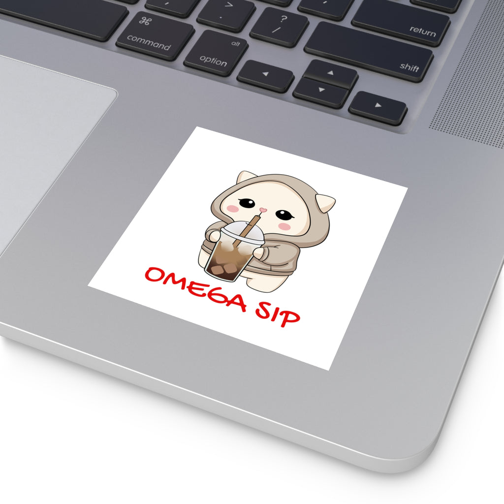 "Omega Sip" Square Vinyl Sticker