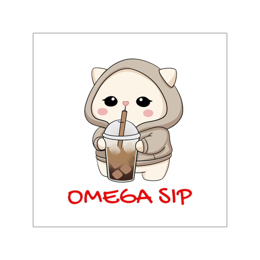 "Omega Sip" Square Vinyl Sticker