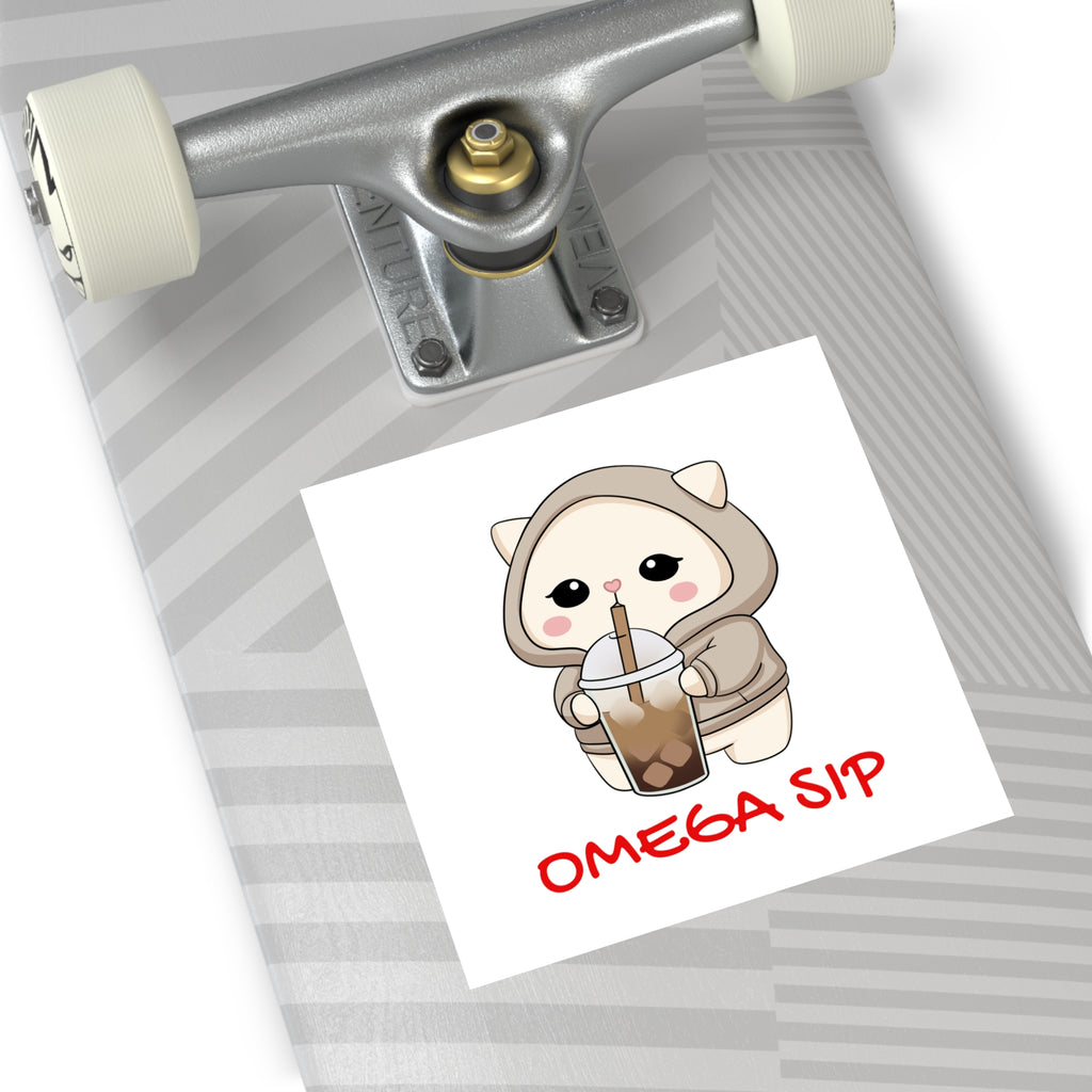 "Omega Sip" Square Vinyl Sticker