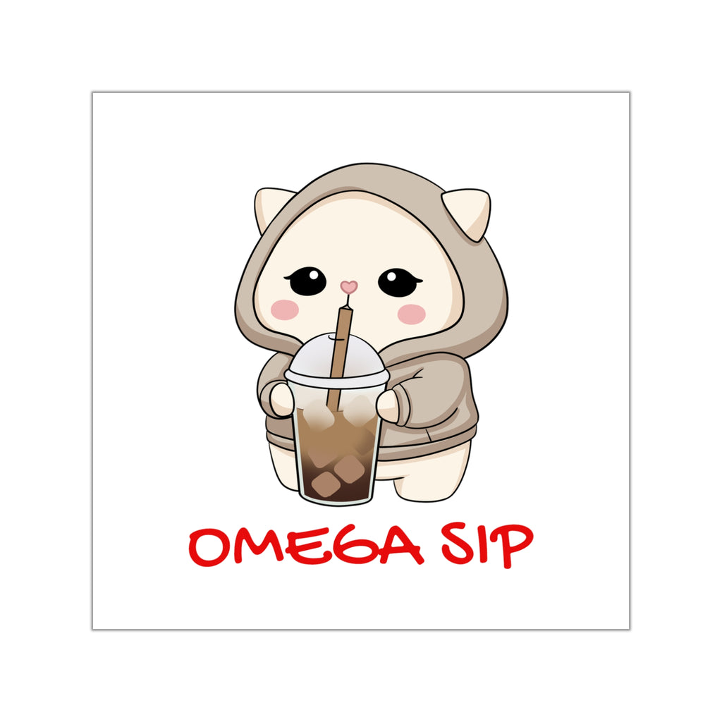 "Omega Sip" Square Vinyl Sticker